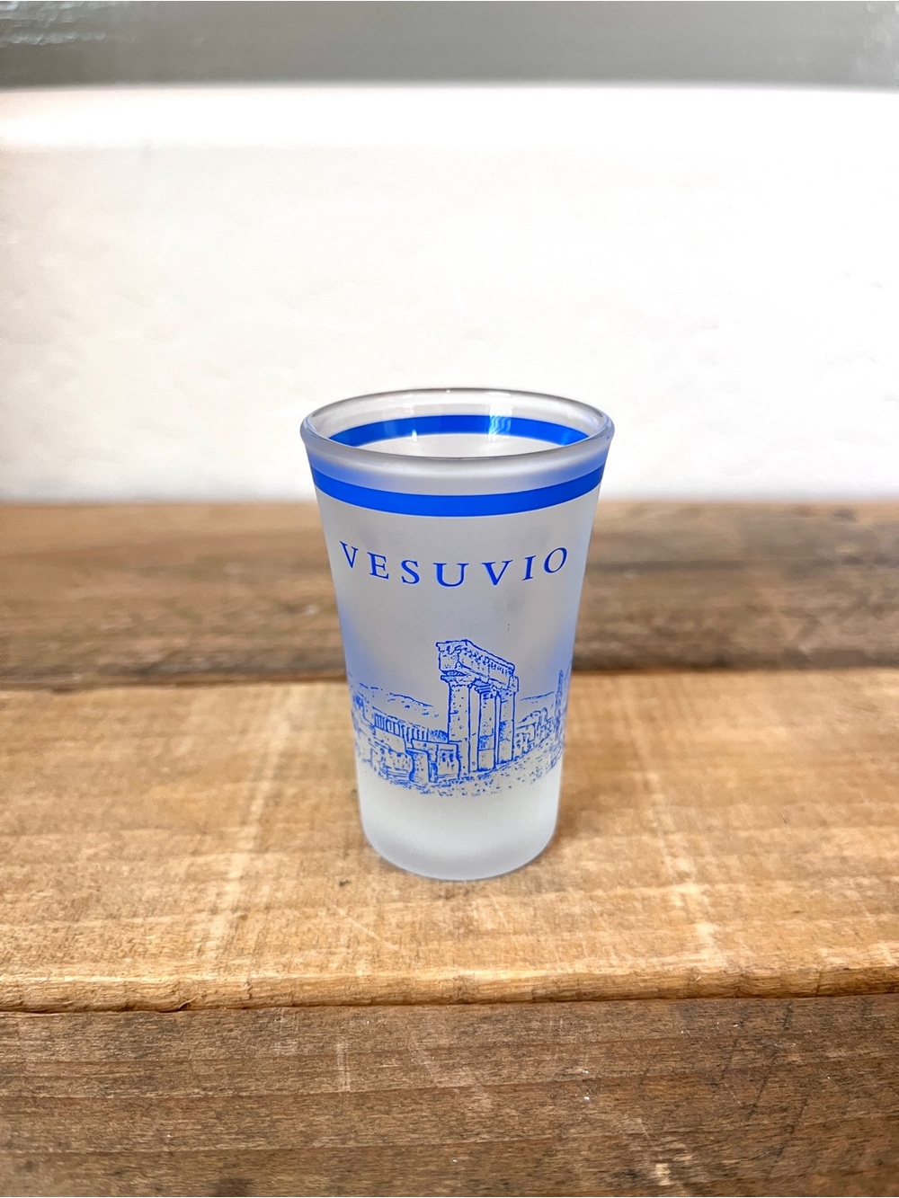 Vintage Frosted Pompei Vesuvio Italy Double Sided Shot Glass - Picture 2 of 3